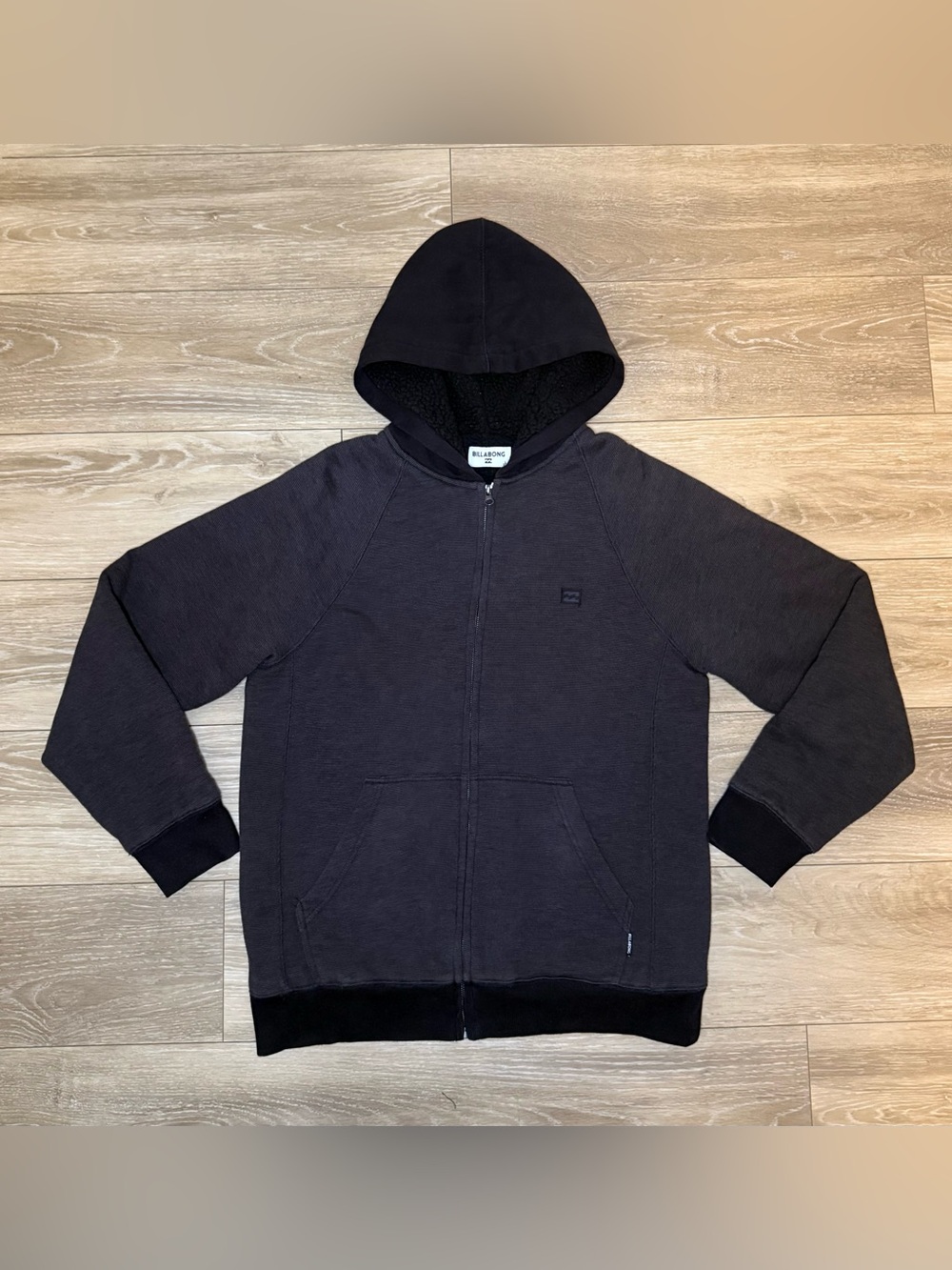 Billabong Men's Gray and Black Full-Zip Hooded Jacket